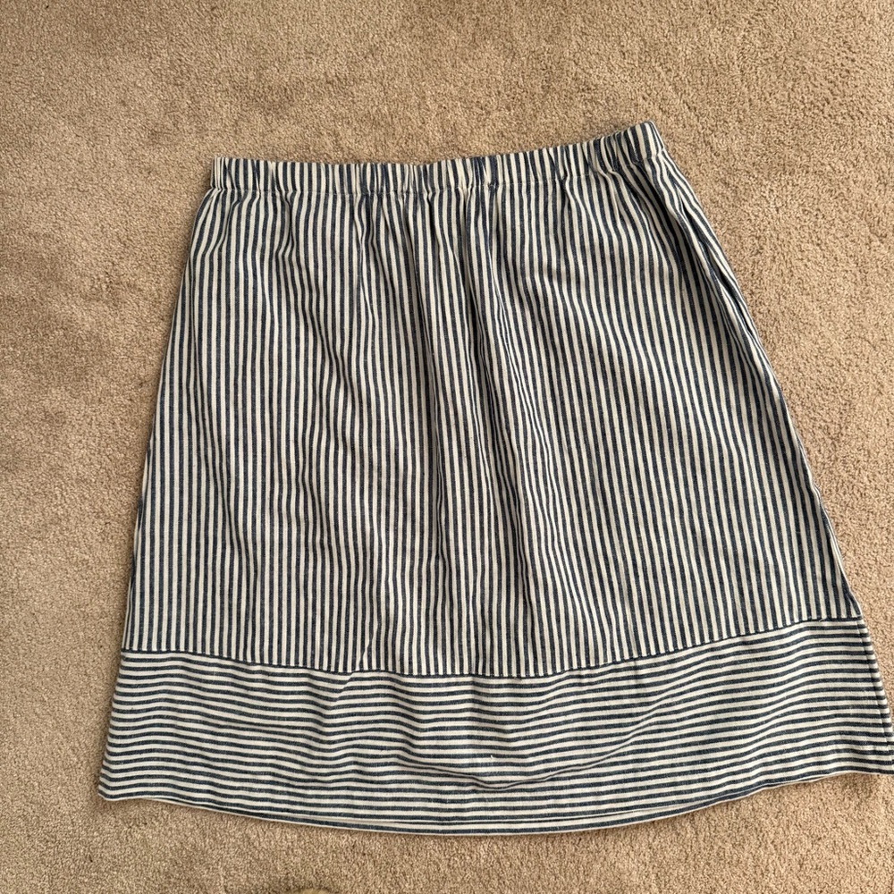 J. Crew Navy and White Striped A-Line Skirt - Picture 3 of 5